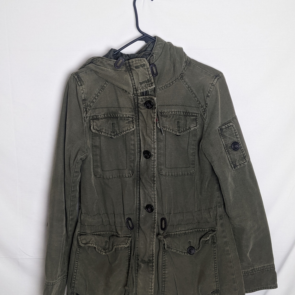Levi's jacket, women's M, green, military style, four pocket jacket